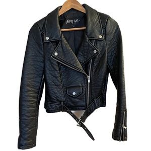 Nasty Gal Faux Leather Cropped Moto Jacket XS